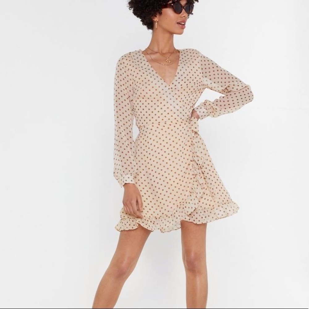 Nastygal Long sleeve polka dot dress